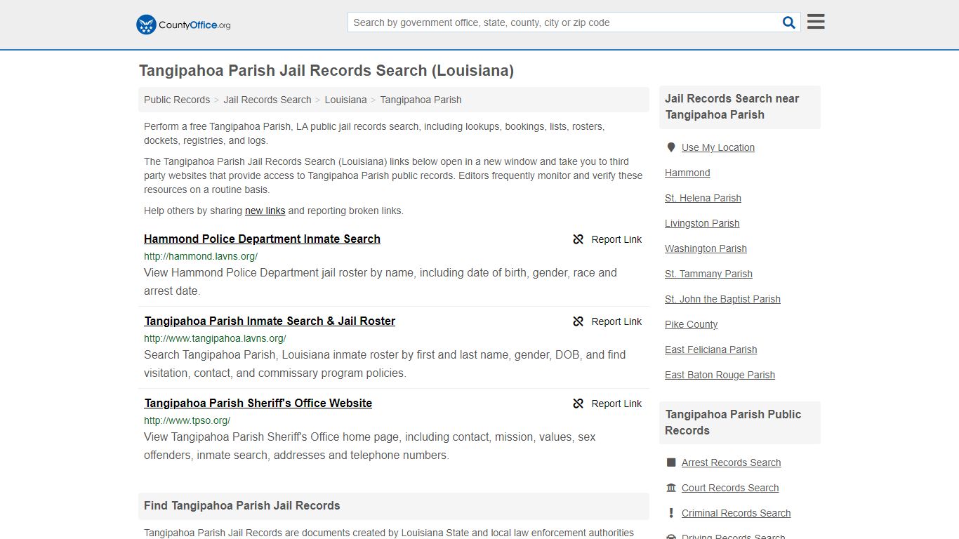 Jail Records Search - Tangipahoa Parish, LA (Jail Rosters ...